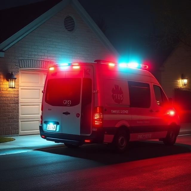 Emergency service van responding at night
